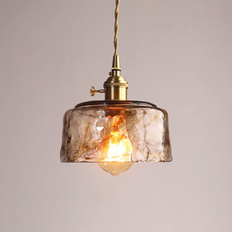 Luz de colgante de vidrio de vidrio vintage Luz de techo colgante de oro de 1 luces para comedor