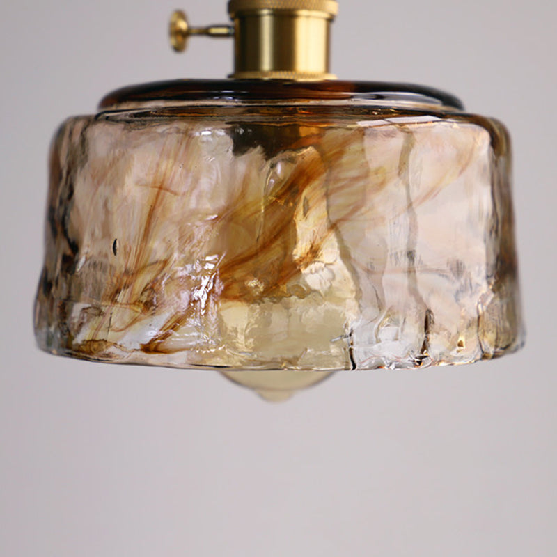 Luz de colgante de vidrio de vidrio vintage Luz de techo colgante de oro de 1 luces para comedor