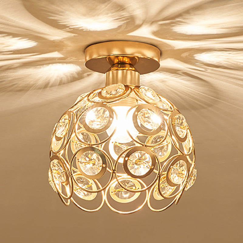 Globe Flush Ceiling Light Modern Crystal 1-Light Hallway Flush Mount Lamp