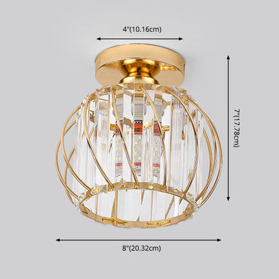 Lantern Hallway Flush Ceiling Light Fixture Crystal 1 Head Minimalisti