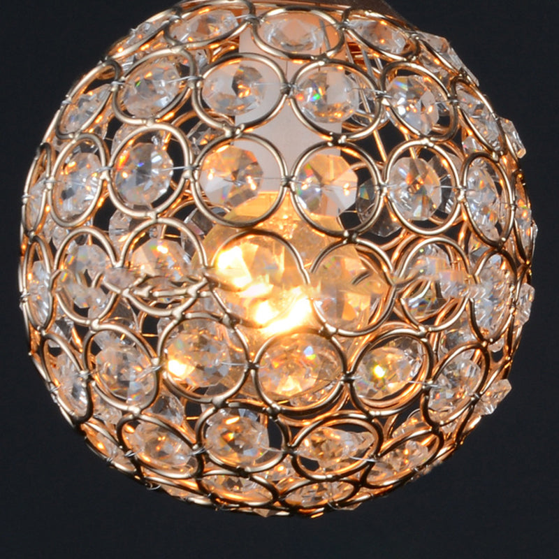 Modern 3 Lights Ceiling Light Spherical Semi Flush Light with Crystal Shade