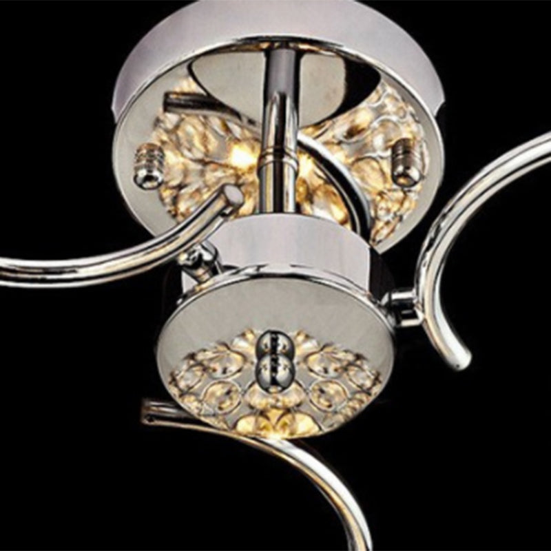 Modern 3 Lights Ceiling Light Spherical Semi Flush Light with Crystal Shade