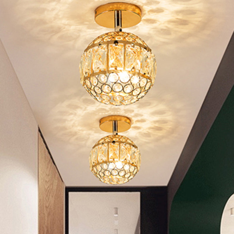 Luce a soffitto semifulco globale Crystal Modern 1 Modern Gold Flush Fuch per foyer