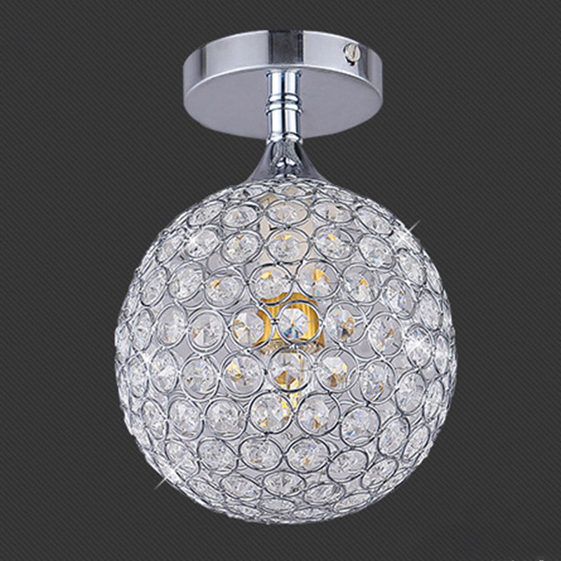 Chrom Globe Plafond Flush Mount Modern 1-Light Crystal Flushmount Éclairage