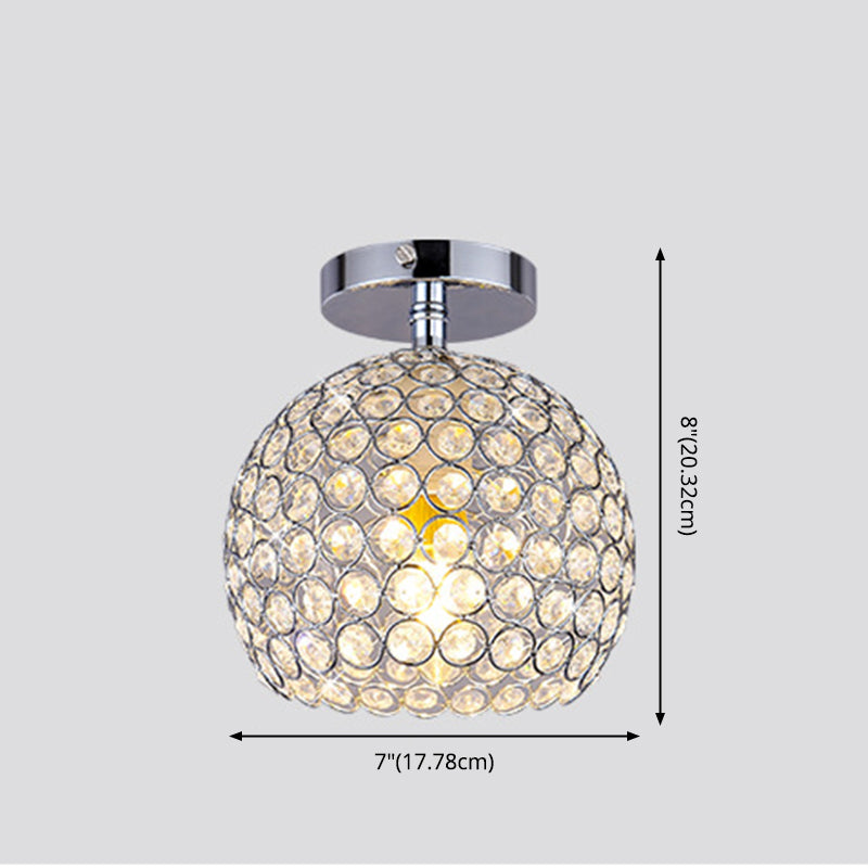 Chrom Globe Plafond Flush Mount Modern 1-Light Crystal Flushmount Éclairage