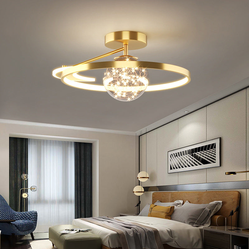 Circle Semi Flush Mount Light Fixture Acrylic Modern Flush Mount Ceiling Light Fixtures for Bedroom