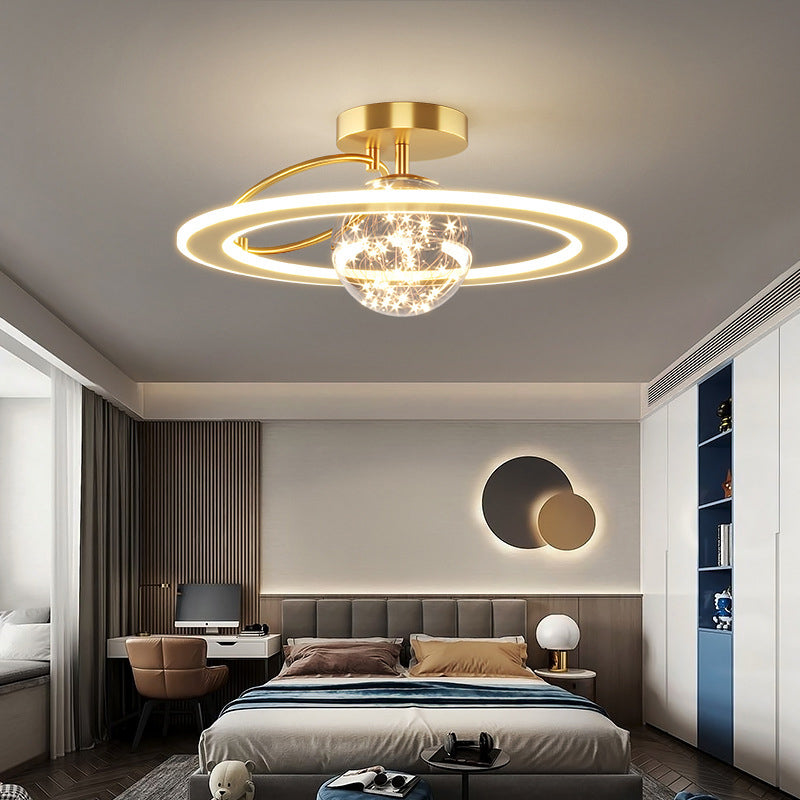 Circle Semi Flush Mount Light Fixture Acrylic Modern Flush Mount Ceiling Light Fixtures for Bedroom