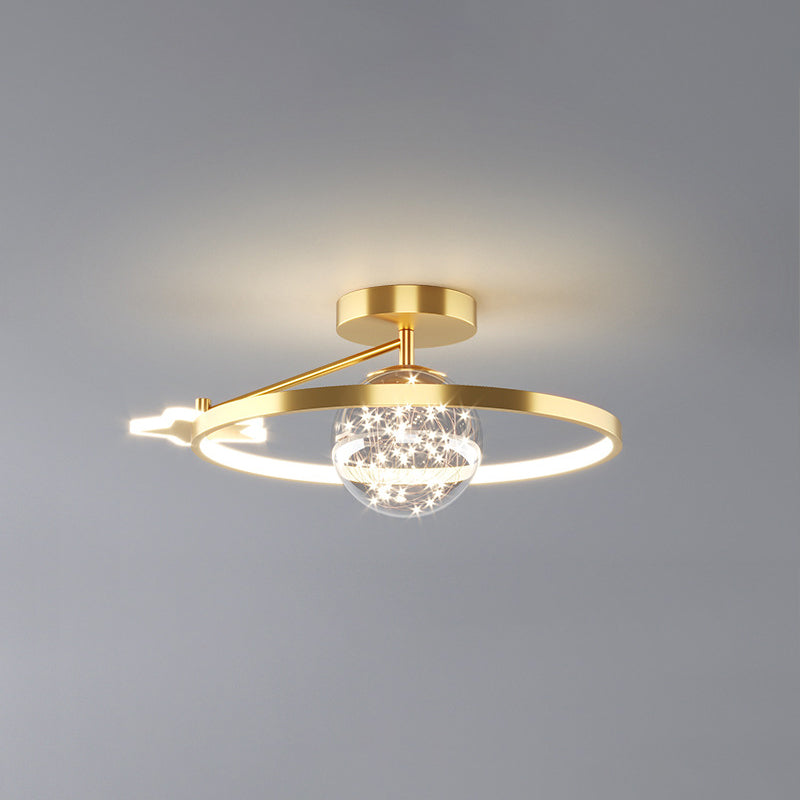 Círculo semi Flush Mount Lighture Acrílico Accesorios modernos de techo de montaje de lavado para dormitorio