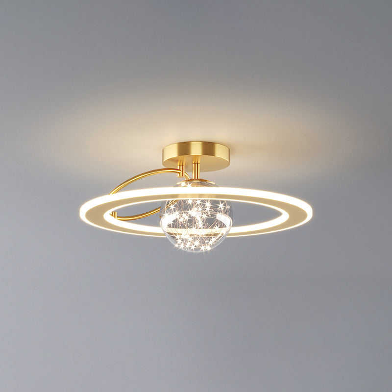 Circle Semi Flush Mount Light Fixture Acrylic Modern Flush Mount Ceiling Light Fixtures for Bedroom