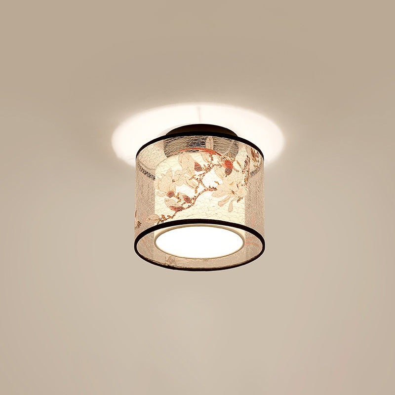 Geometrical Fabric Ceiling Flush Mount Light Traditional Aisle Ceiling Light Fixture