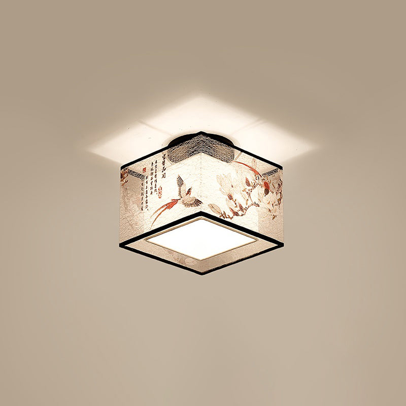 Geometrical Fabric Ceiling Flush Mount Light Traditional Aisle Ceiling Light Fixture