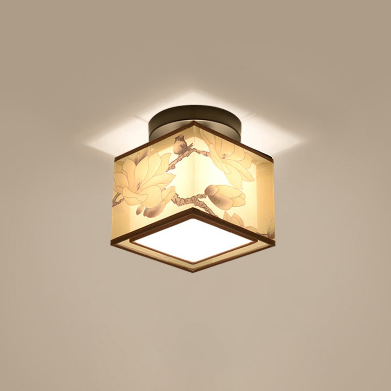 Geometrical Fabric Ceiling Flush Mount Light Traditional Aisle Ceiling Light Fixture