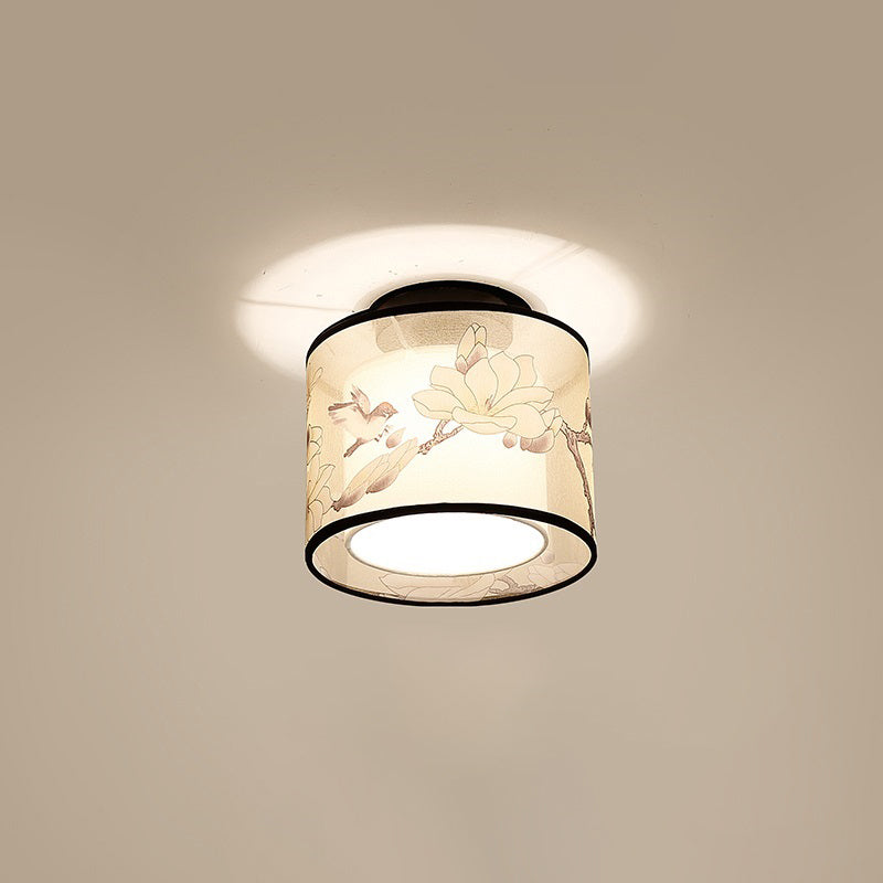 Geometrical Fabric Ceiling Flush Mount Light Traditional Aisle Ceiling Light Fixture