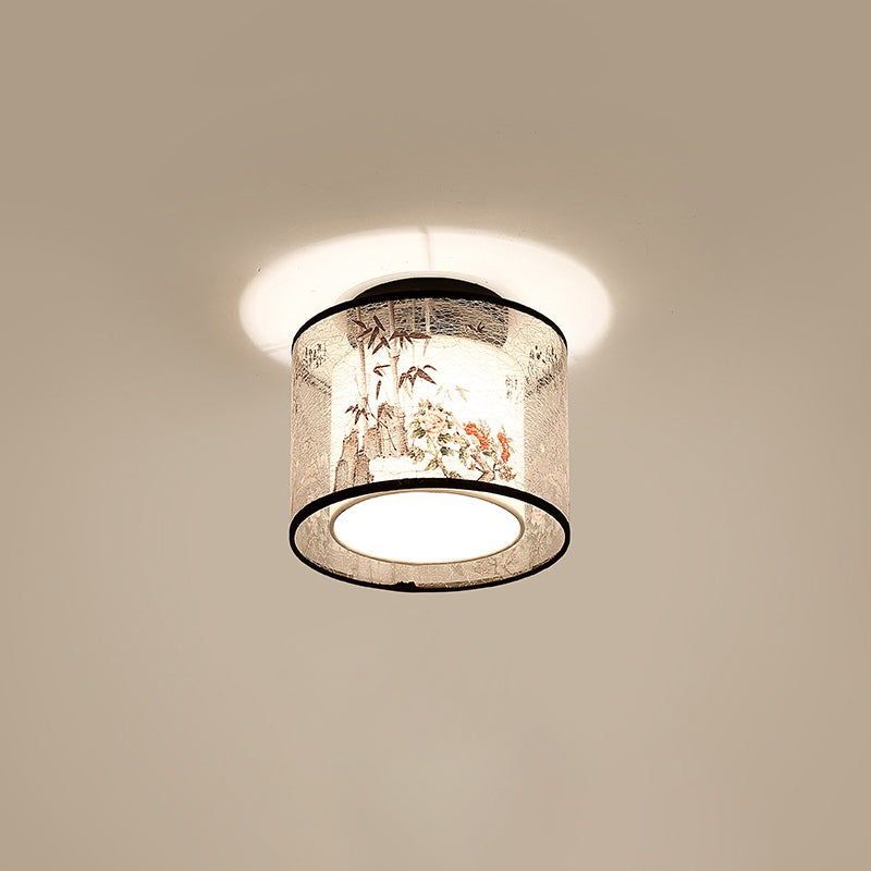 Geometrical Fabric Ceiling Flush Mount Light Traditional Aisle Ceiling Light Fixture