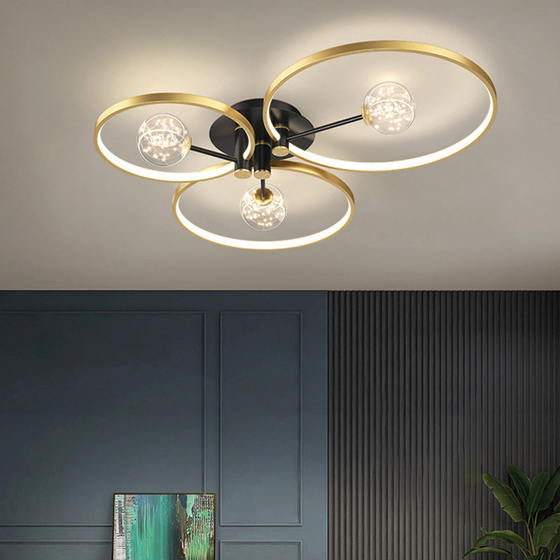 Circle Semi Flush Mount Light Fixture Acrylic Modern Flush Mount Ceiling Light Fixtures for Bedroom