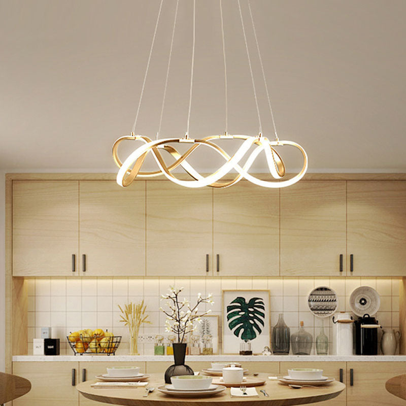 Twisted Chandelier Light Modern LED Acrylic Ceiling Pendant for Office Study Room