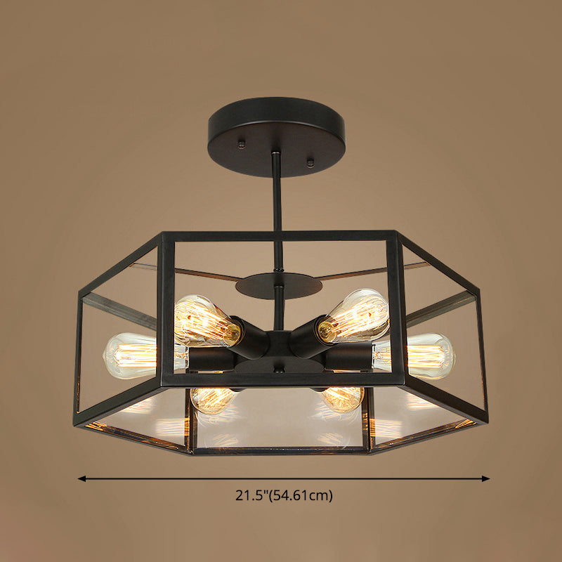 Geometric Chandelier Light Fixture Industrial Glass Pendant Lighting for Restaurant