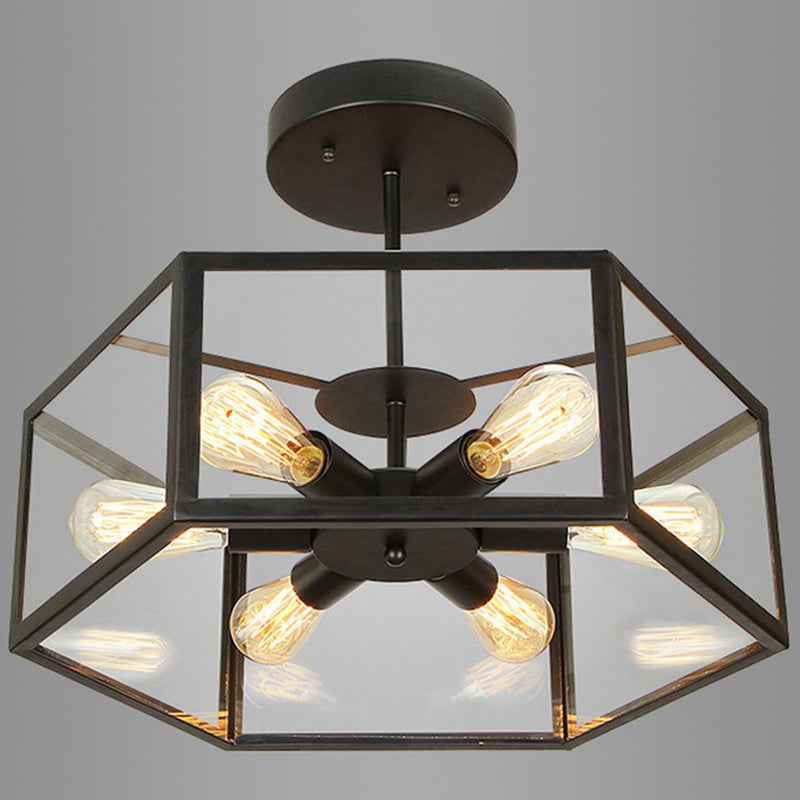 Geometric Chandelier Light Fixture Industrial Glass Pendant Lighting for Restaurant