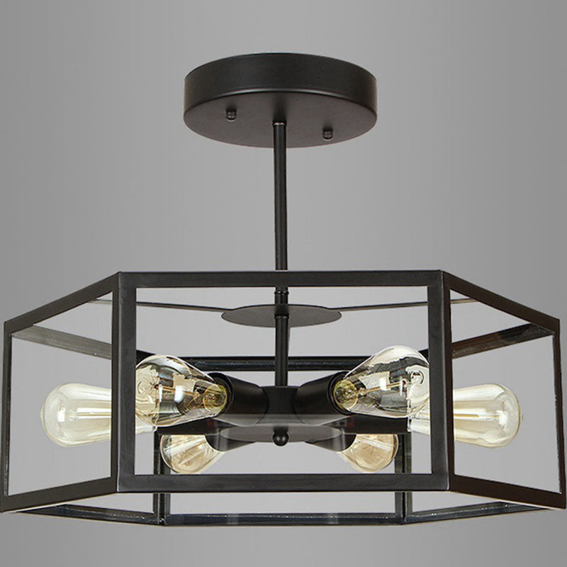 Geometric Chandelier Light Fixture Industrial Glass Pendant Lighting for Restaurant