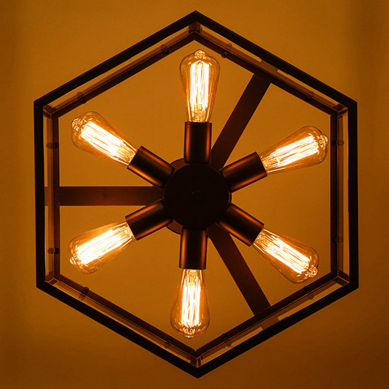 Geometric Chandelier Light Fixture Industrial Glass Pendant Lighting for Restaurant