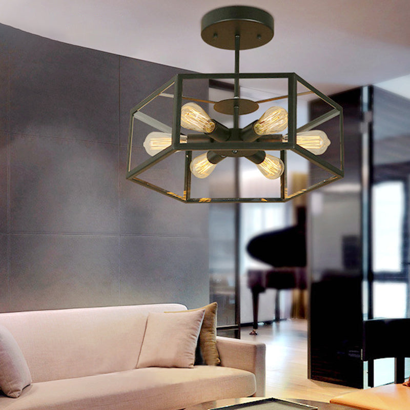 Geometric Chandelier Light Fixture Industrial Glass Pendant Lighting for Restaurant