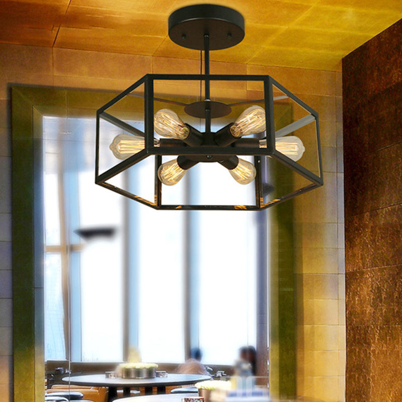 Geometric Chandelier Light Fixture Industrial Glass Pendant Lighting for Restaurant