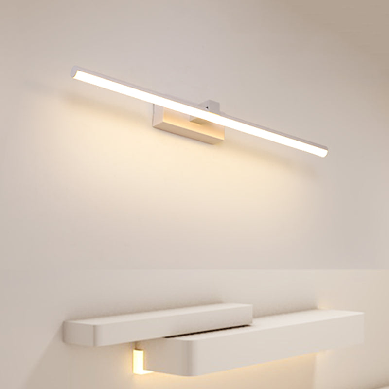 Elongated Bathroom Wall Mounted Light Fixture Metal LED Simple Wall Mounted Lighting in White