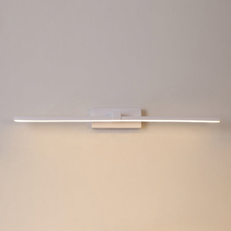 Elongated Bathroom Wall Mounted Light Fixture Metal LED Simple Wall Mounted Lighting in White