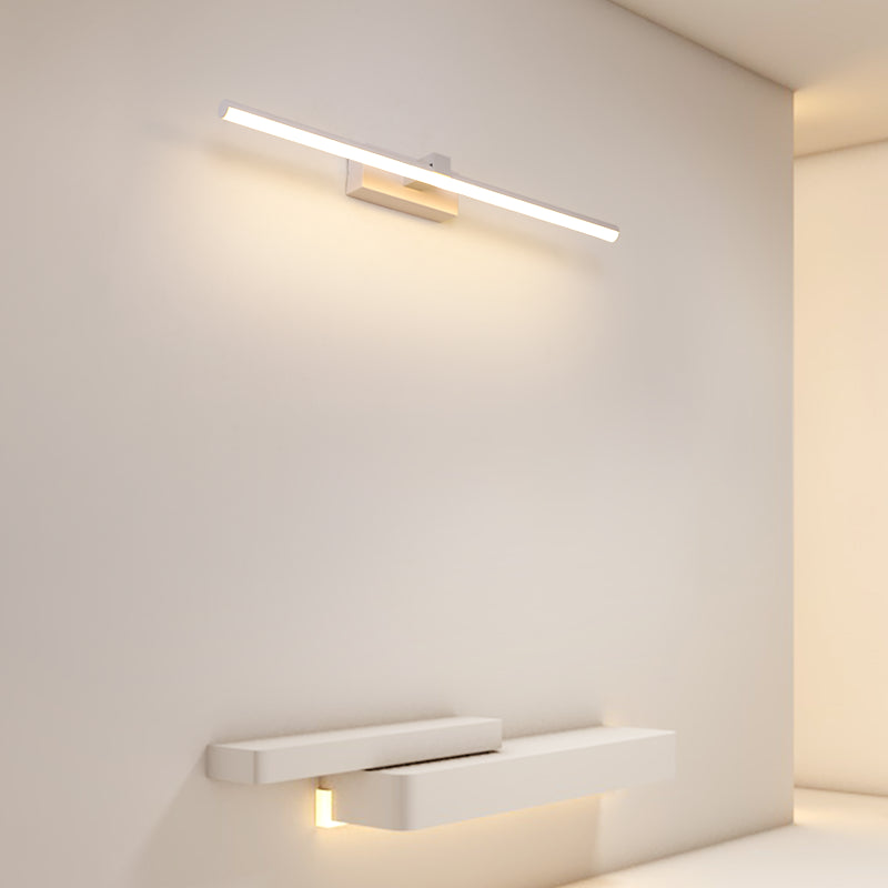 Elongated Bathroom Wall Mounted Light Fixture Metal LED Simple Wall Mounted Lighting in White