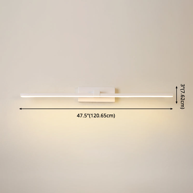 Elongated Bathroom Wall Mounted Light Fixture Metal LED Simple Wall Mounted Lighting in White