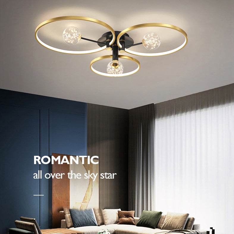 Circle Semi Flush Mount Light Fixture Acrylic Modern Flush Mount Ceiling Light Fixtures for Bedroom