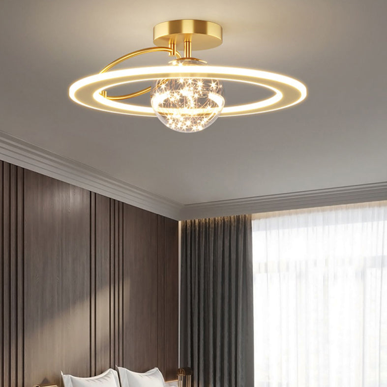 Circle Semi Flush Mount Light Fixture Acrylic Modern Flush Mount Ceiling Light Fixtures for Bedroom