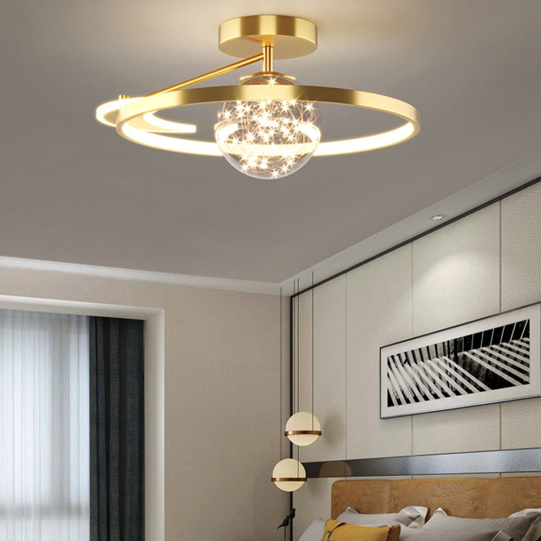 Circle Semi Flush Mount Light Fixture Acrylic Modern Flush Mount Ceiling Light Fixtures for Bedroom