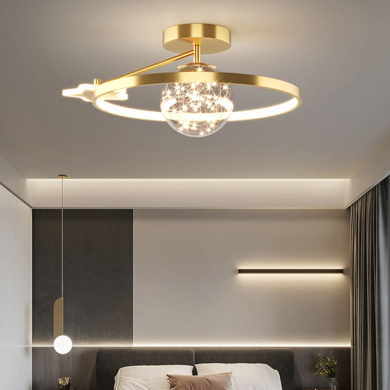 Circle Semi Flush Mount Light Fixture Acrylic Modern Flush Mount Ceiling Light Fixtures for Bedroom