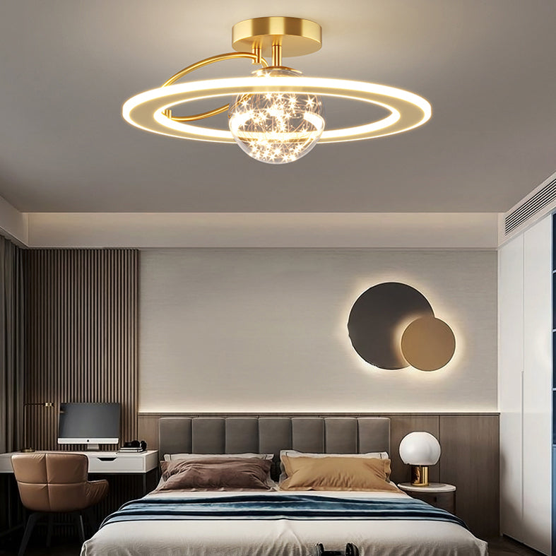 Circle Semi Flush Mount Light Fixture Acrylic Modern Flush Mount Ceiling Light Fixtures for Bedroom