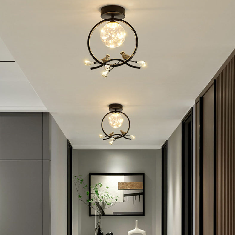 Circle Semi Flush Mount Light Fixture Acrylic Modern Flush Mount Ceiling Light Fixtures for Bedroom