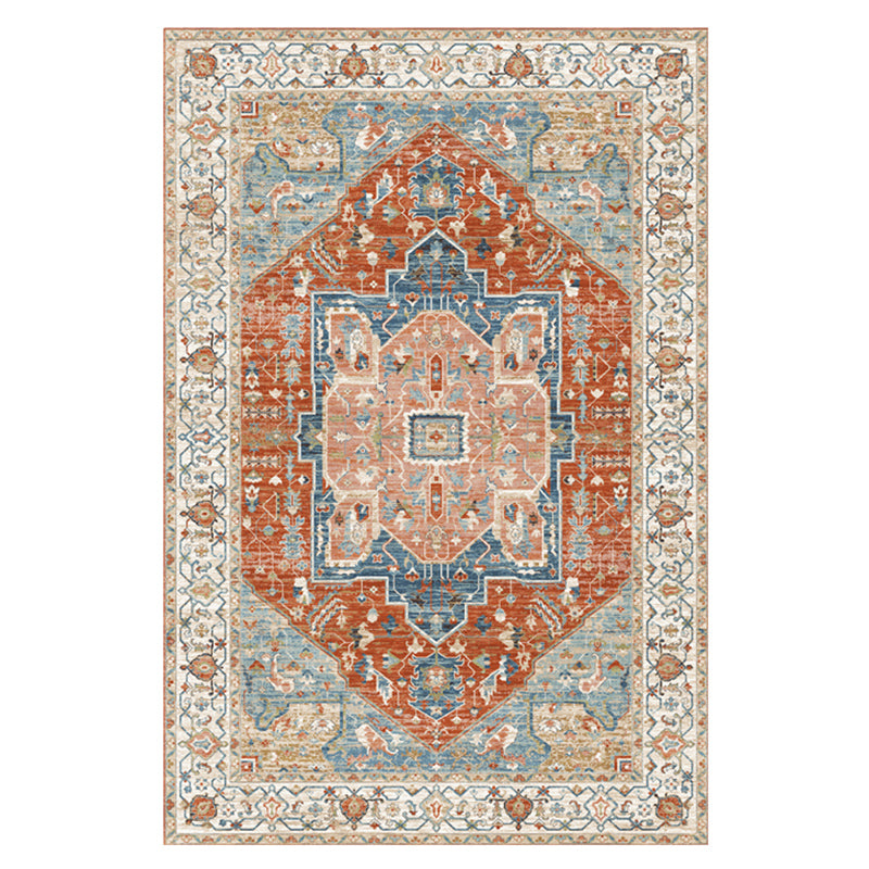 Multicolor Home Decoration Carpet Olden Medallion Area Rug Polyester with Non-Slip Backing Rug