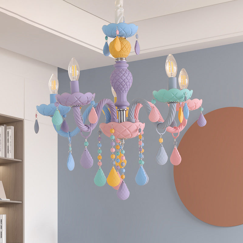 Colorful Stainless-Steel Pendant Light in Modern Creative Style Crystal Chandelier for Bedroom