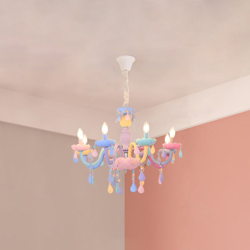 Colorful Stainless-Steel Pendant Light in Modern Creative Style Crystal Chandelier for Bedroom