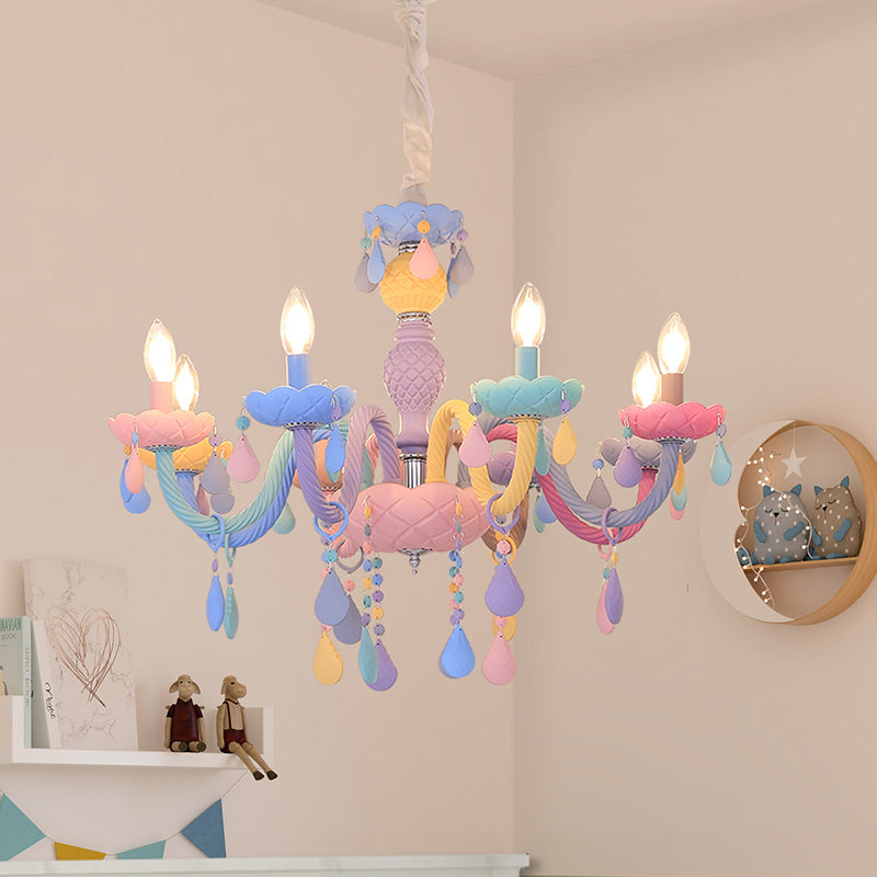 Colorful Stainless-Steel Pendant Light in Modern Creative Style Crystal Chandelier for Bedroom