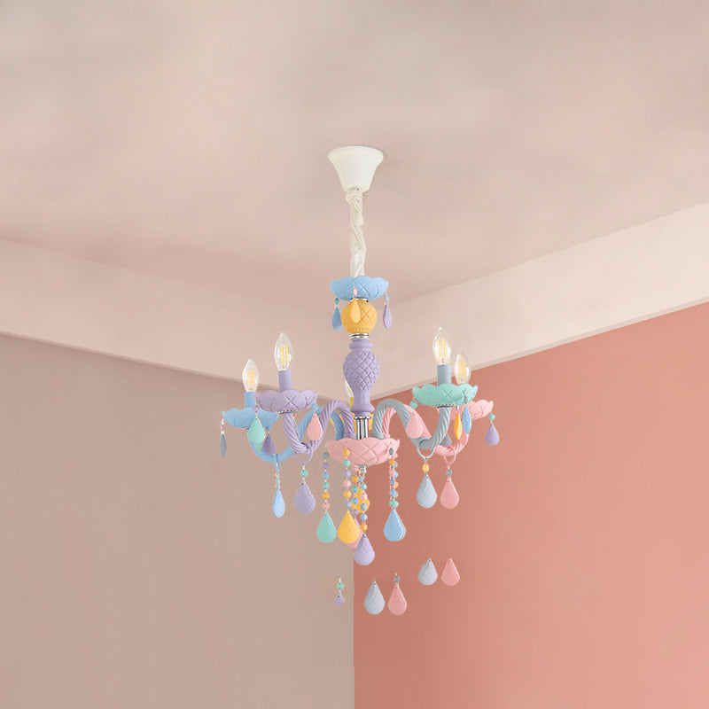 Colorful Stainless-Steel Pendant Light in Modern Creative Style Crystal Chandelier for Bedroom