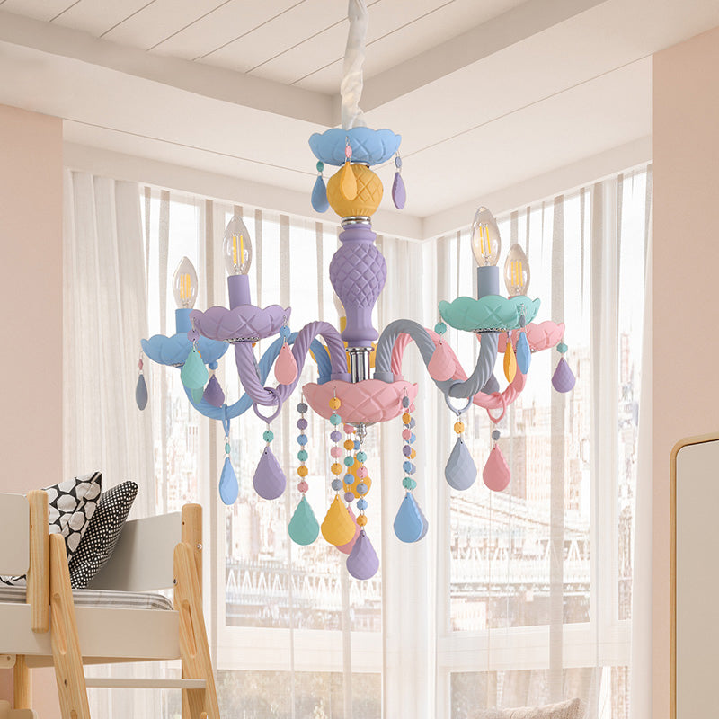 Colorful Stainless-Steel Pendant Light in Modern Creative Style Crystal Chandelier for Bedroom