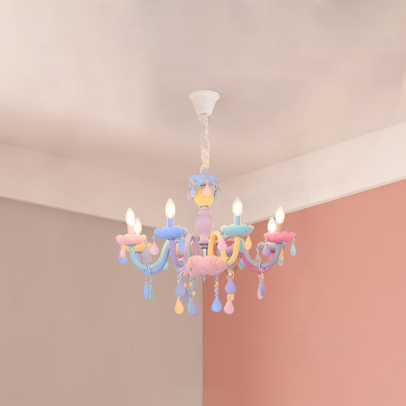 Colorful Stainless-Steel Pendant Light in Modern Creative Style Crystal Chandelier for Bedroom