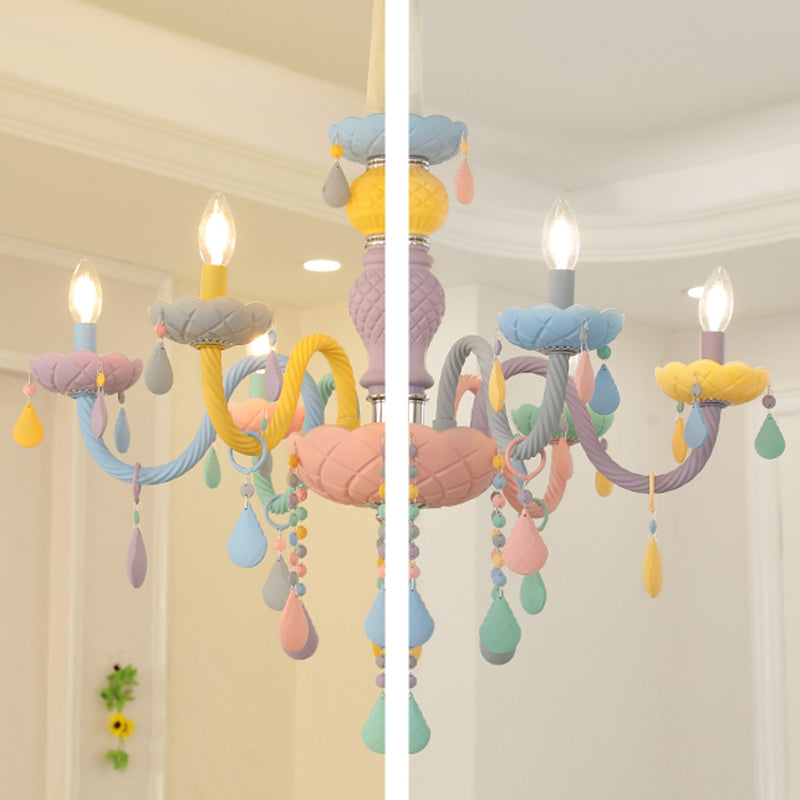 Colorful Stainless-Steel Pendant Light in Modern Creative Style Crystal Chandelier for Bedroom