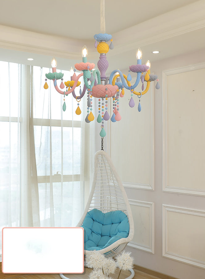 Colorful Stainless-Steel Pendant Light in Modern Creative Style Crystal Chandelier for Bedroom