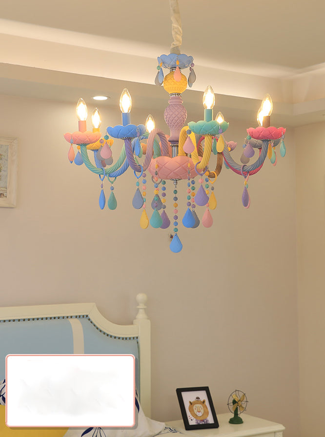 Colorful Stainless-Steel Pendant Light in Modern Creative Style Crystal Chandelier for Bedroom