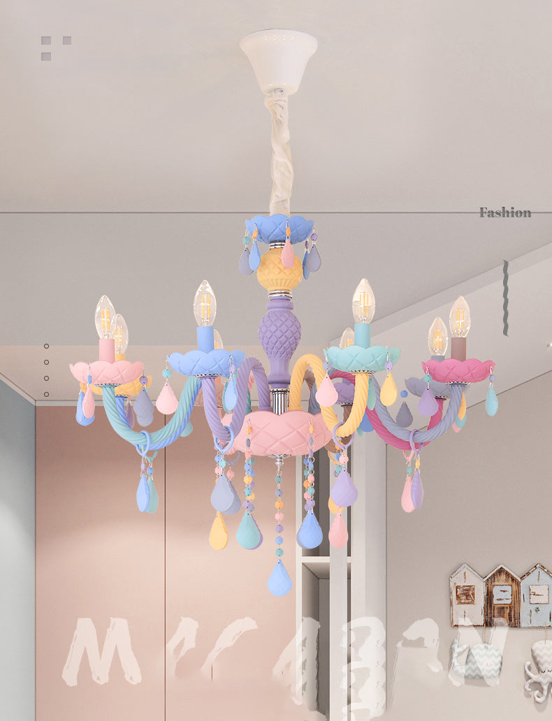 Colorful Stainless-Steel Pendant Light in Modern Creative Style Crystal Chandelier for Bedroom