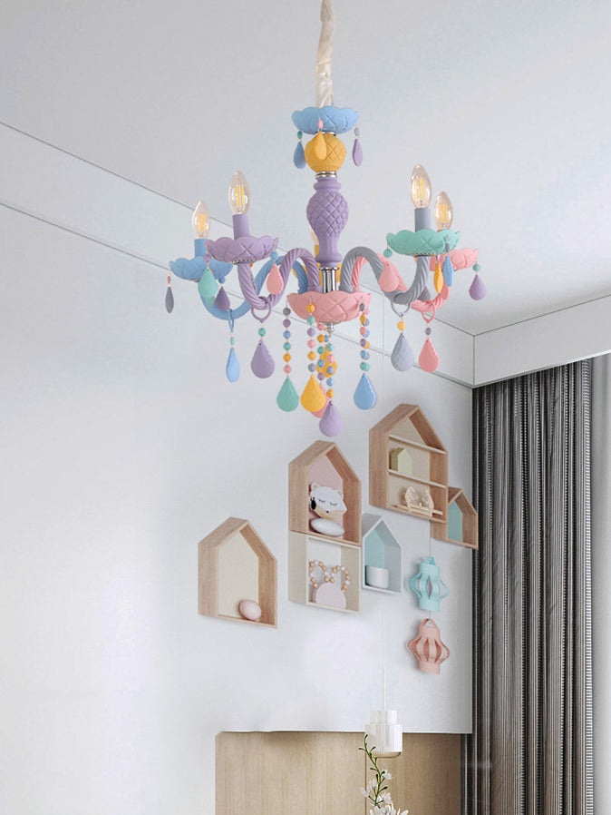 Colorful Stainless-Steel Pendant Light in Modern Creative Style Crystal Chandelier for Bedroom