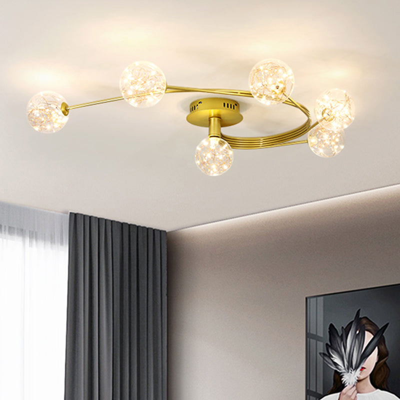 Modern Clear Glass Flush Light Fixtures Spherical Flush Mount for Bedroom