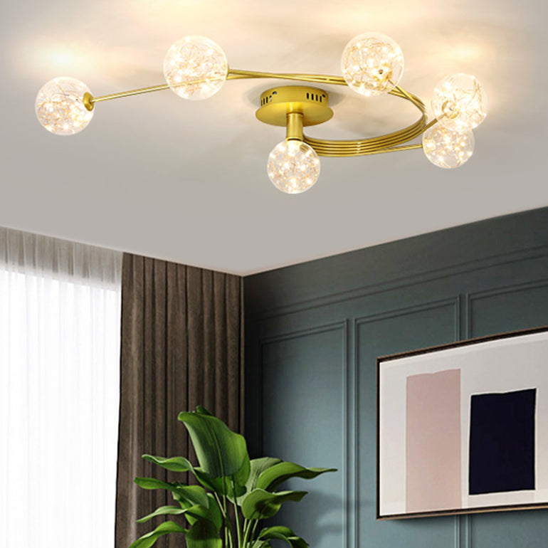 Modern Clear Glass Flush Light Fixtures Spherical Flush Mount for Bedroom